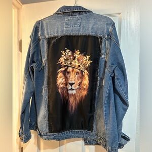 American bazi Large lion denim jacket